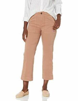 Goodthreads Stretch Chino Wide-Leg Military Crop Pant, Clay, US 8 (UK M)